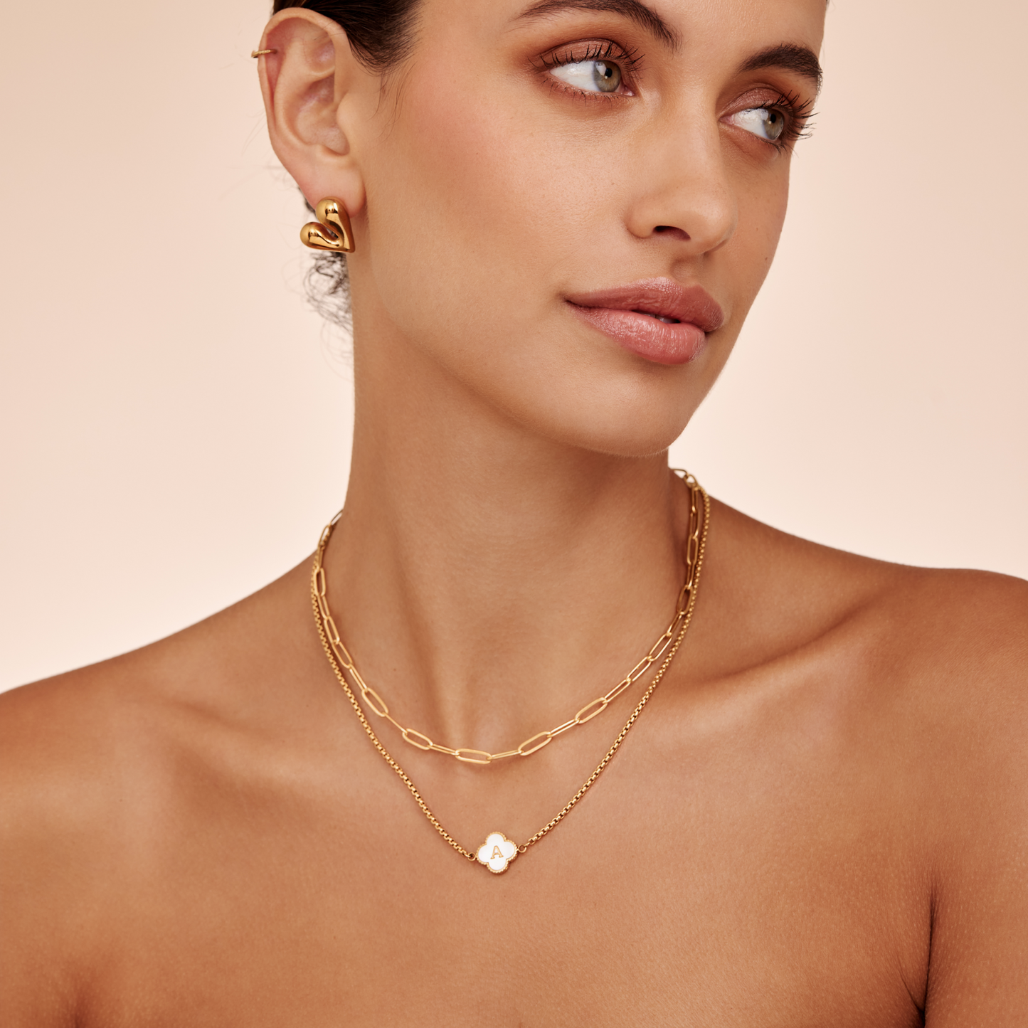 Pearl Clover Initial Necklace