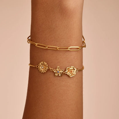 Personalized Birth Flower Charm Bracelet