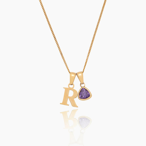 Initial Birthstone Charm Necklace