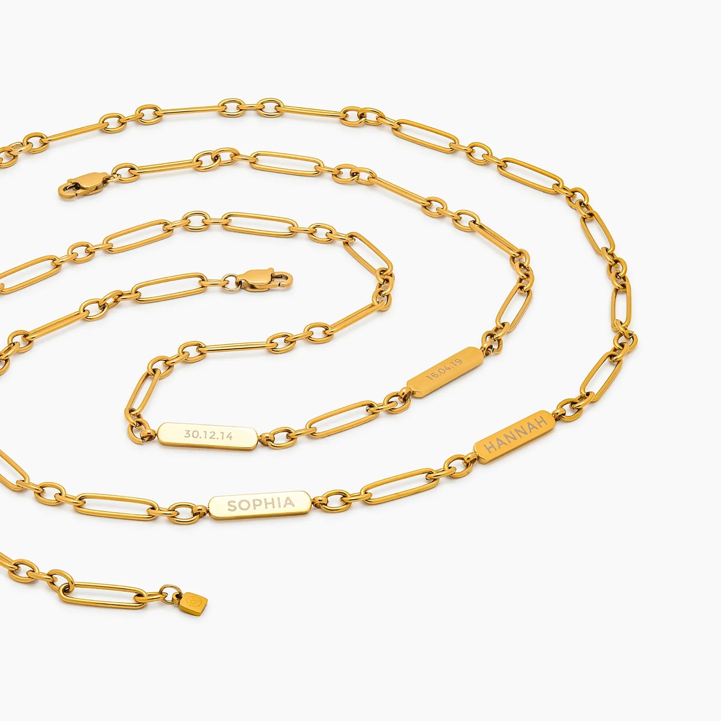 Engraved Name-Date Paperclip Necklace