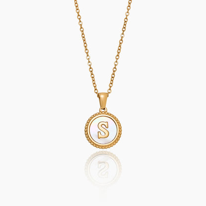 Mother Of Pearl Initial Pendant Necklace