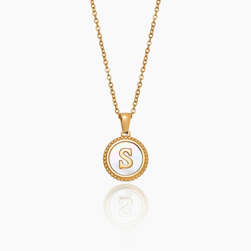 Mother Of Pearl Initial Pendant Necklace