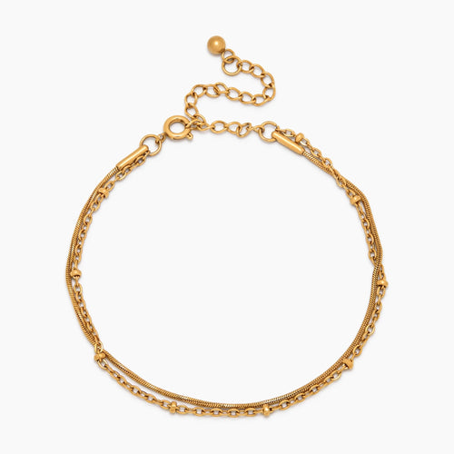 Beaded & Snake Chain Layered Bracelet