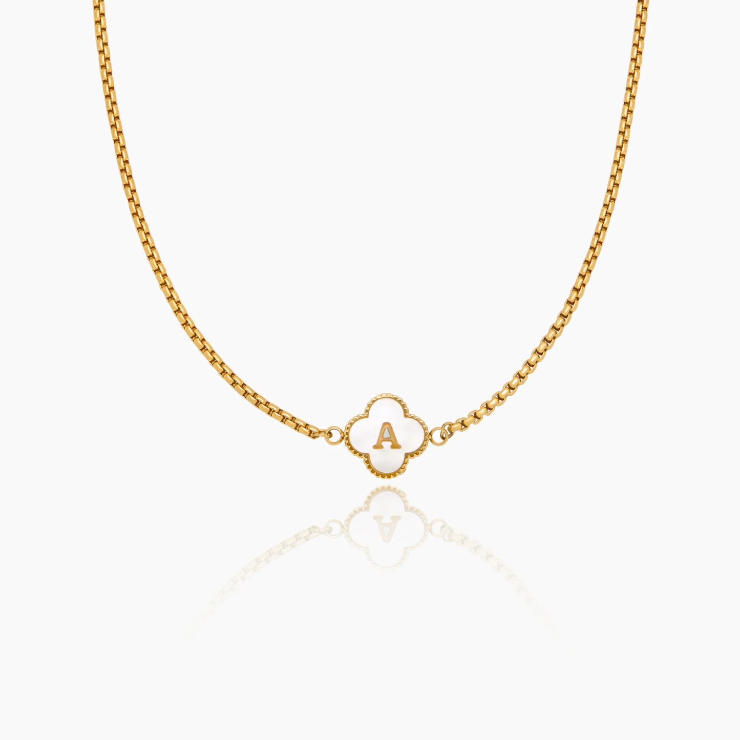 Pearl Clover Initial Necklace