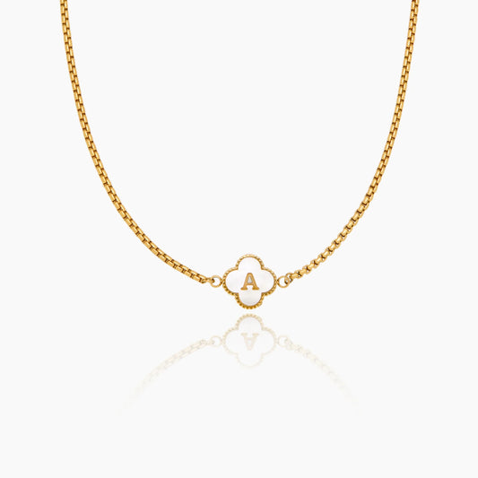 Pearl Clover Initial Necklace