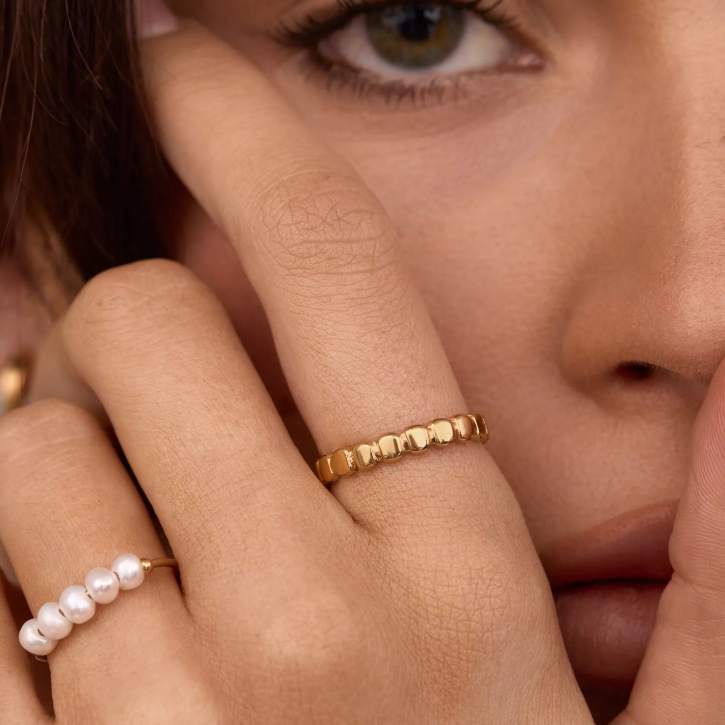 Golden Beaded Ring